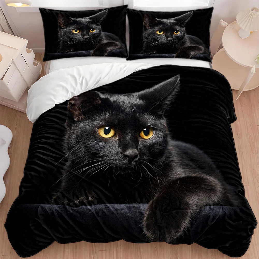 Skincare Animate - Set Sprei Motif Kucing Hitam Misterius