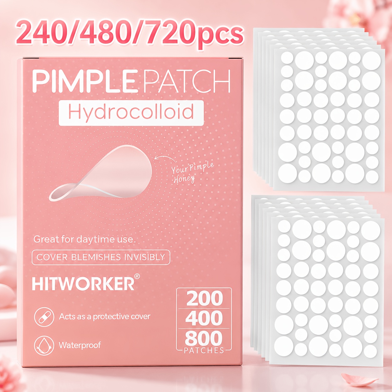 Hydrocolloid Acne Patch - 240/480/720pcs Plester Penutup Jerawat Hidrokoloid, Stiker